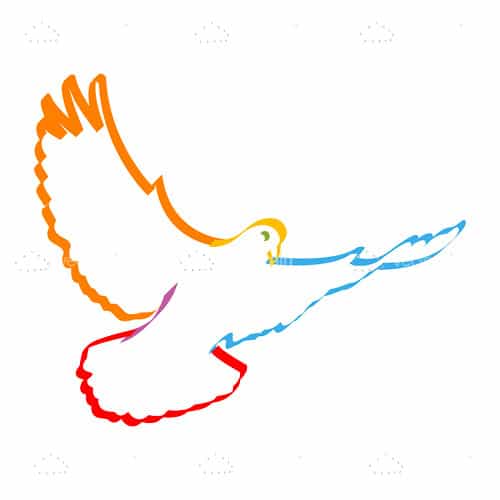 Colorful Outlined White Dove